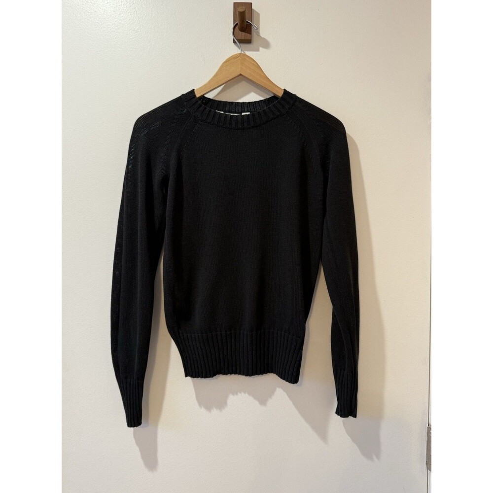 EVERLANE Women Boxy Sweater Sz S Black Organic Cotton Knit Minimal Quiet Luxury
